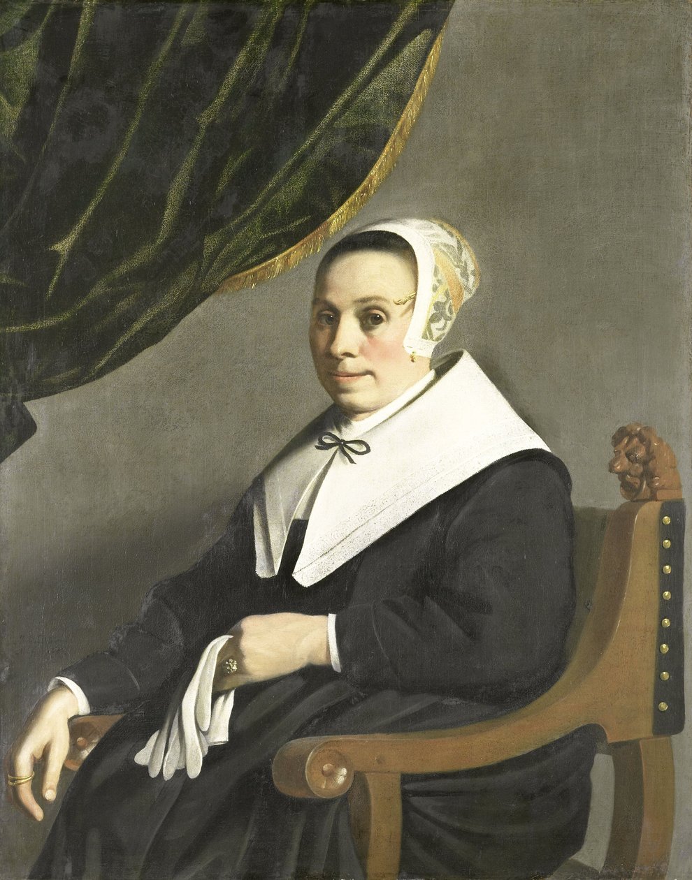 Portret van een vrouw door Michiel Servaesz (1628-1693) Nouts