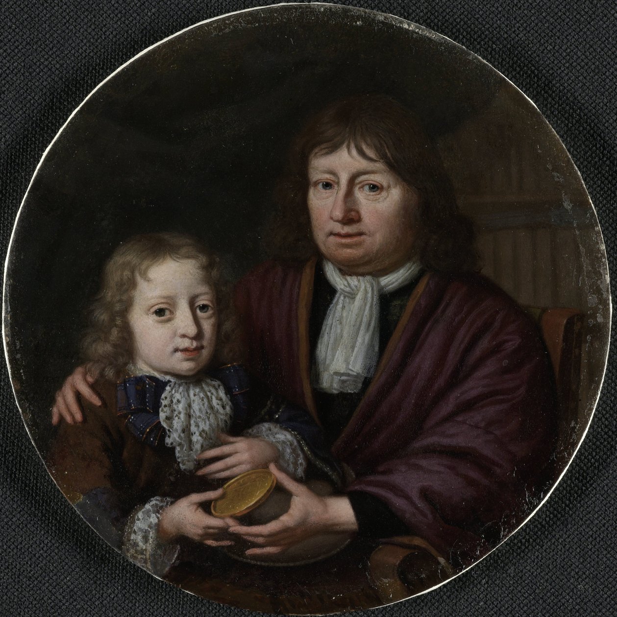 Dubbelportret van Isaac Pontanus en Hendrik van Beek door Michiel van Musscher (signed by artist)