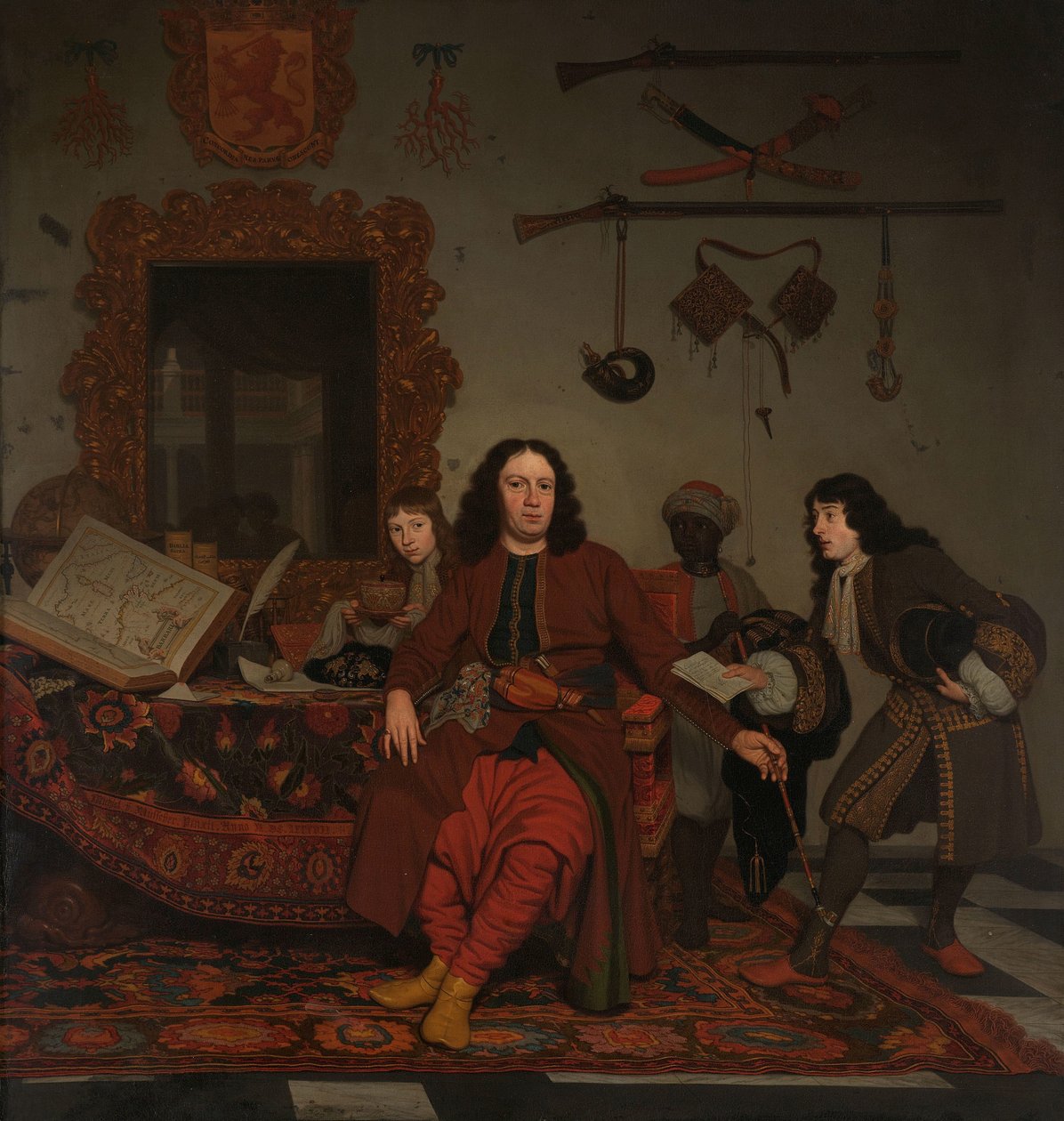 Thomas Hees en zijn Dienaar Thomas en Neven Jan en Andries Hees (detail) door Michiel van Musscher