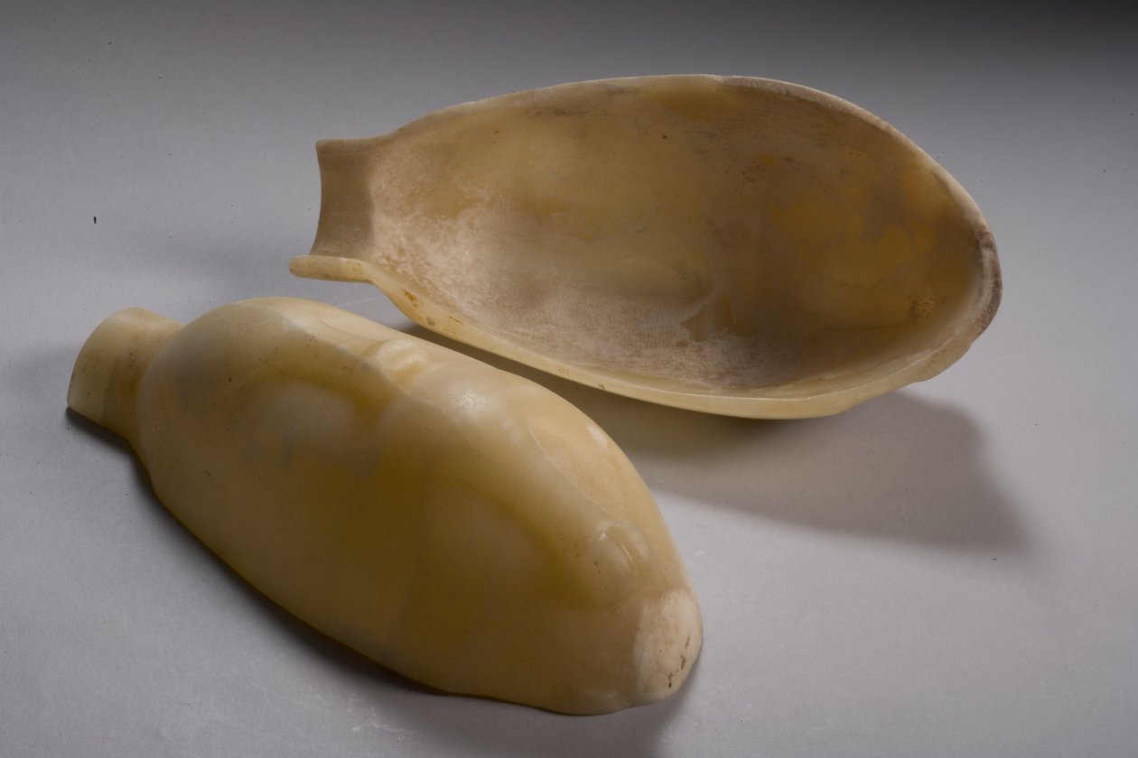 Tweedelig vat in de vorm van een eend (alabaster) door Middle Kingdom Egyptian
