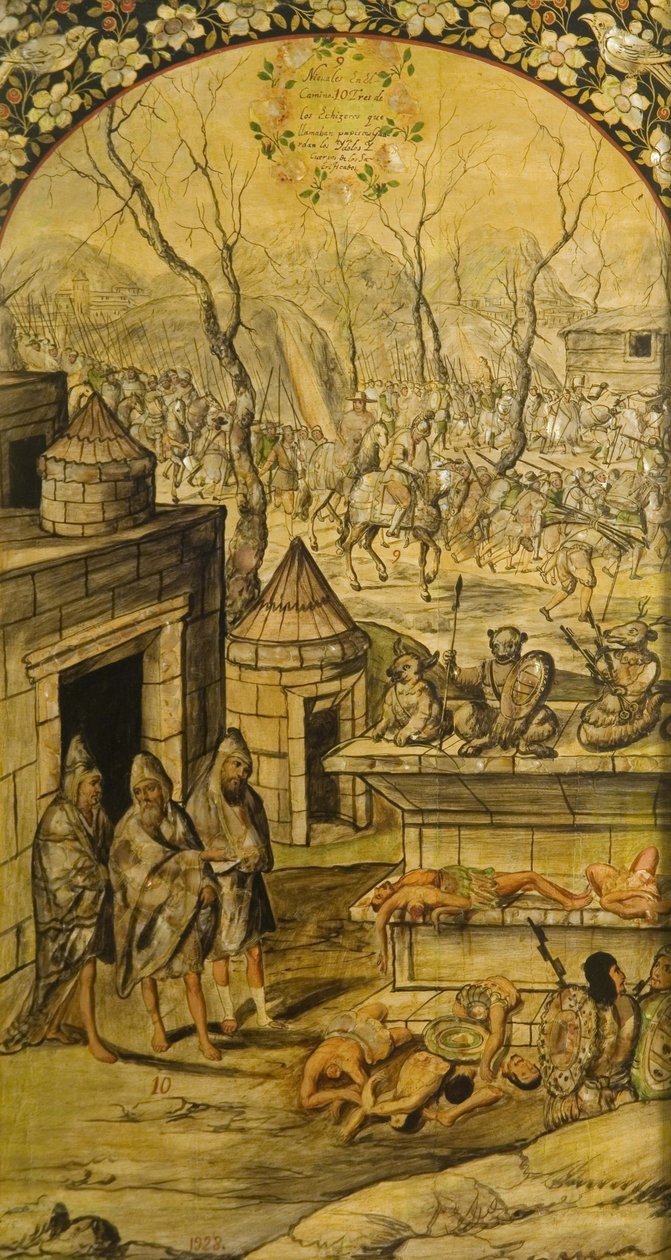 De verovering van Mexico door Hernan Cortes door Miguel and Juan Gonzalez