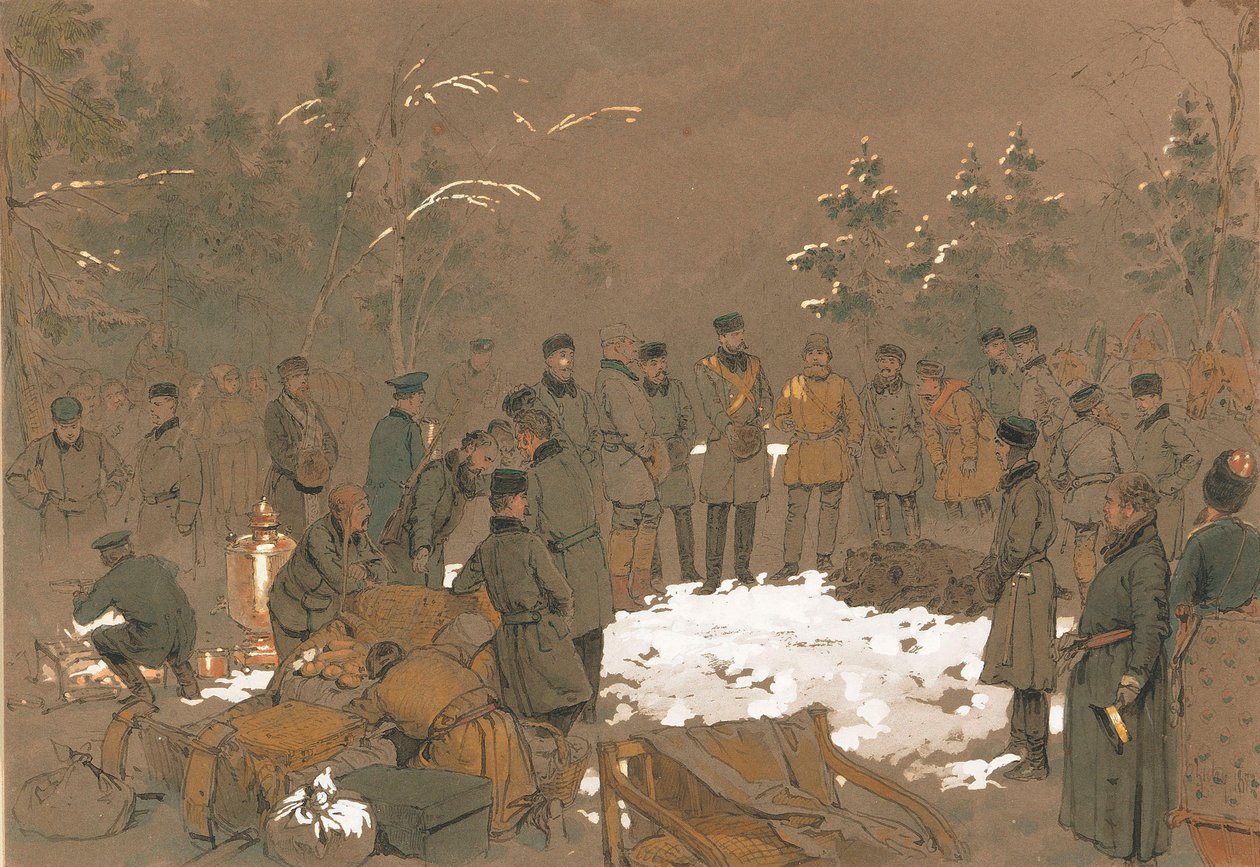 De Berenjacht van Tsaar Alexander II, 1872 door Mihaly von Zichy