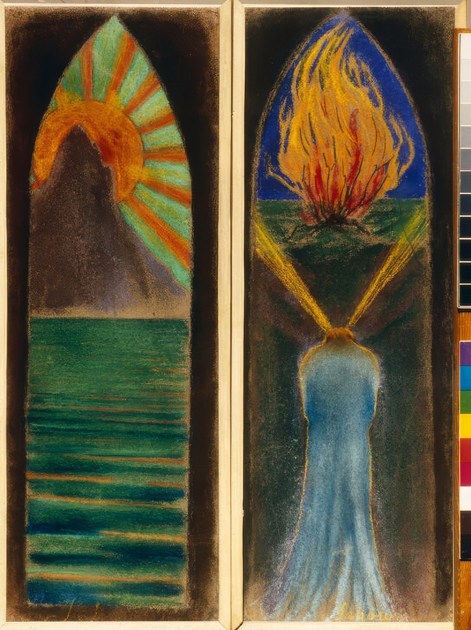Twee ontwerpen voor glas-in-loodramen door Mikalojus Ciurlionis
