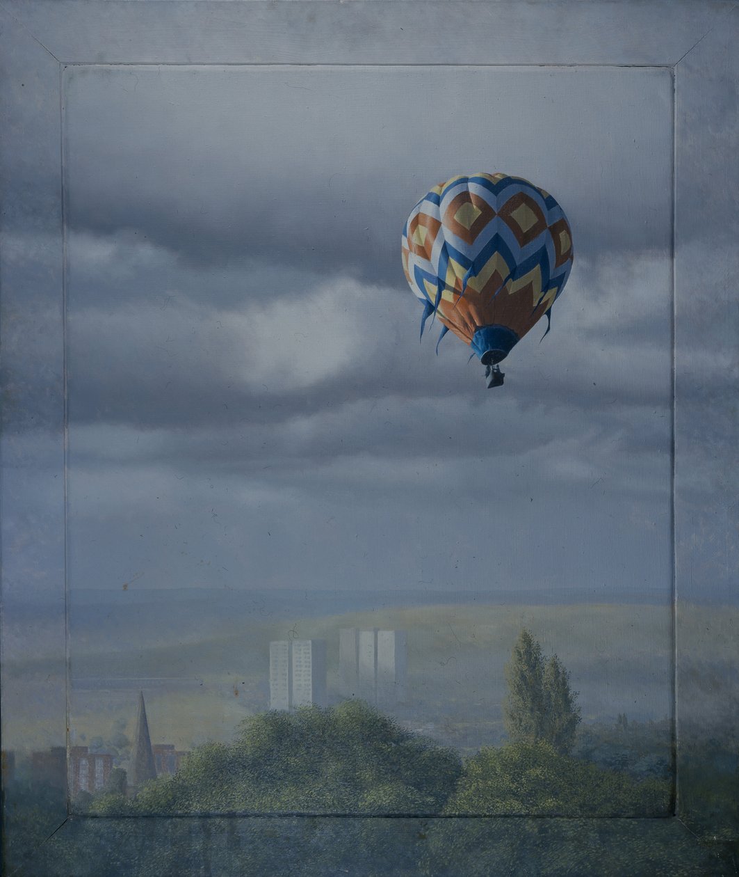 Ballon over Sheffield (olieverf op doek) door Mike Briscoe