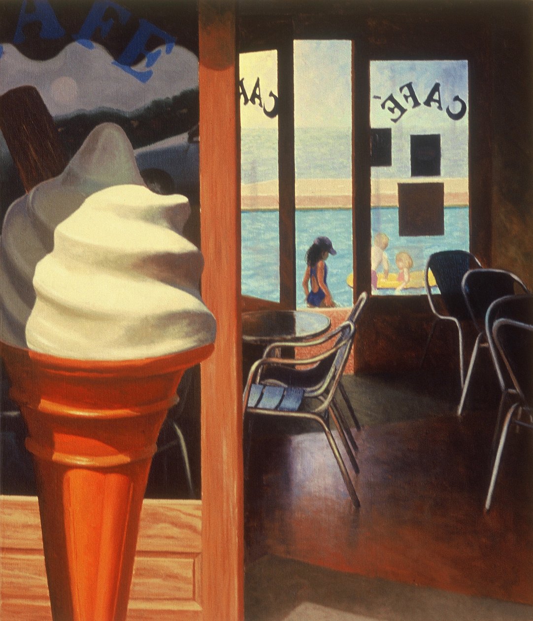 Café aan het zwembad door Mike Briscoe