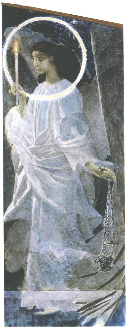 Engel met een kaars, 1887 door Mikhail Aleksandrovich Vrubel
