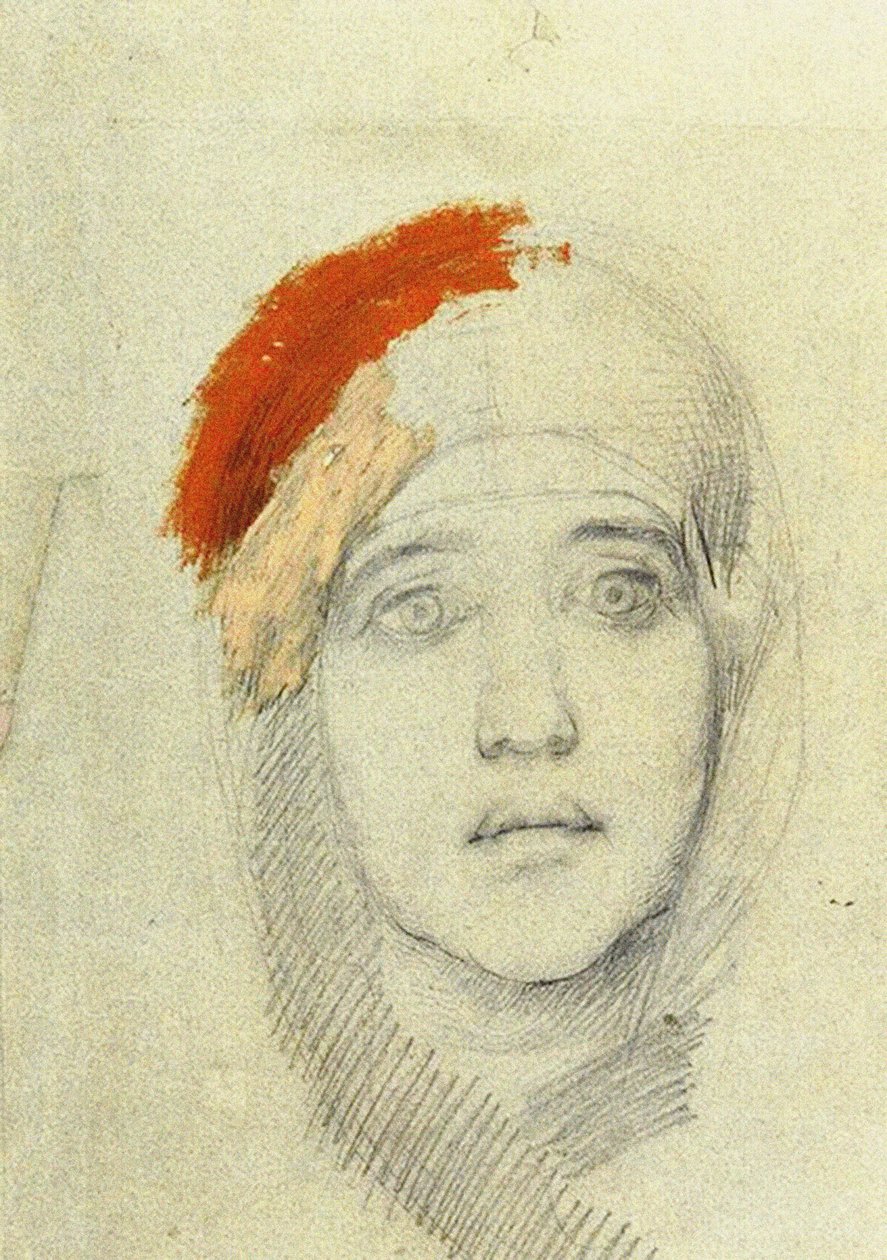 Studie voor de Maagd, 1884 door Mikhail Aleksandrovich Vrubel