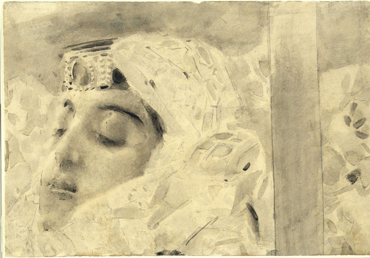 Tamara in de kist. Illustratie bij het gedicht De Demon van Mikhail Lermontov, 1890-1891 door Mikhail Aleksandrovich Vrubel