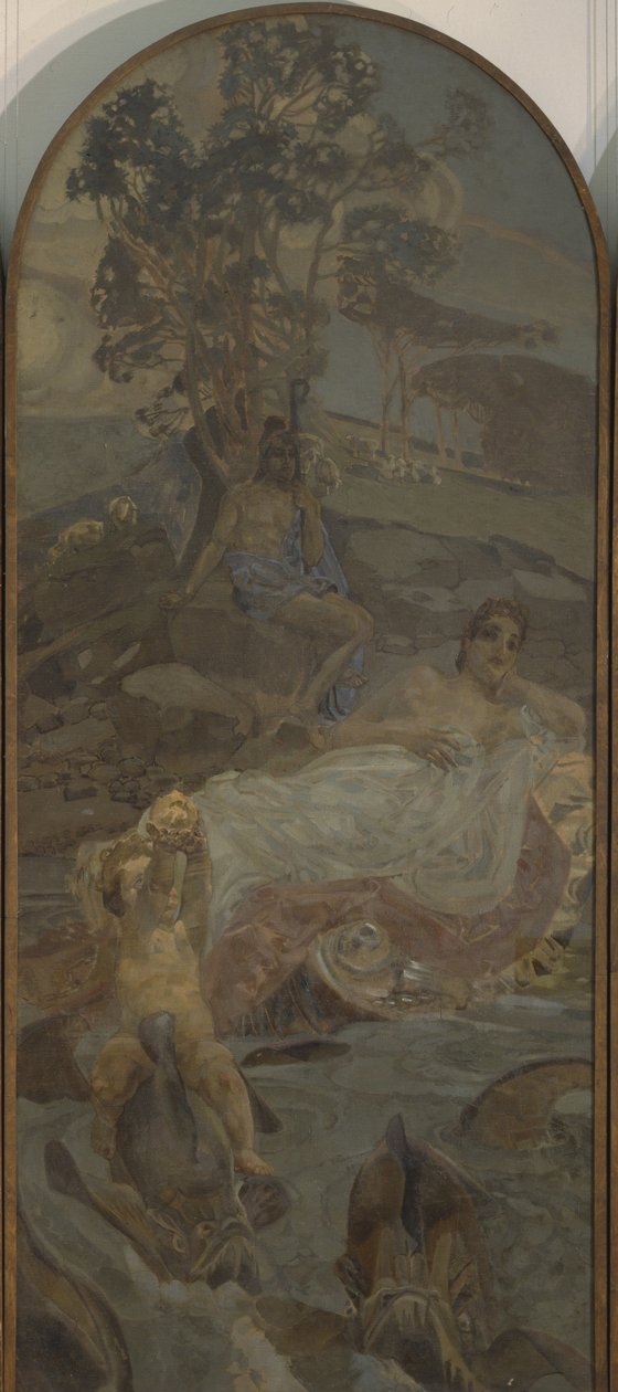 Venus, Amor en Paris Triptiek Het Oordeel van Paris, centraal deel, 1893 door Mikhail Aleksandrovich Vrubel