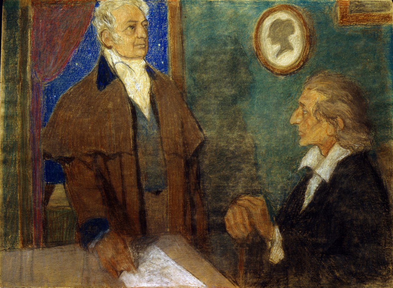 J. W. von Goethe en F. Schiller in Weimar door Mikhail Dmitrievich Ezuchevsky