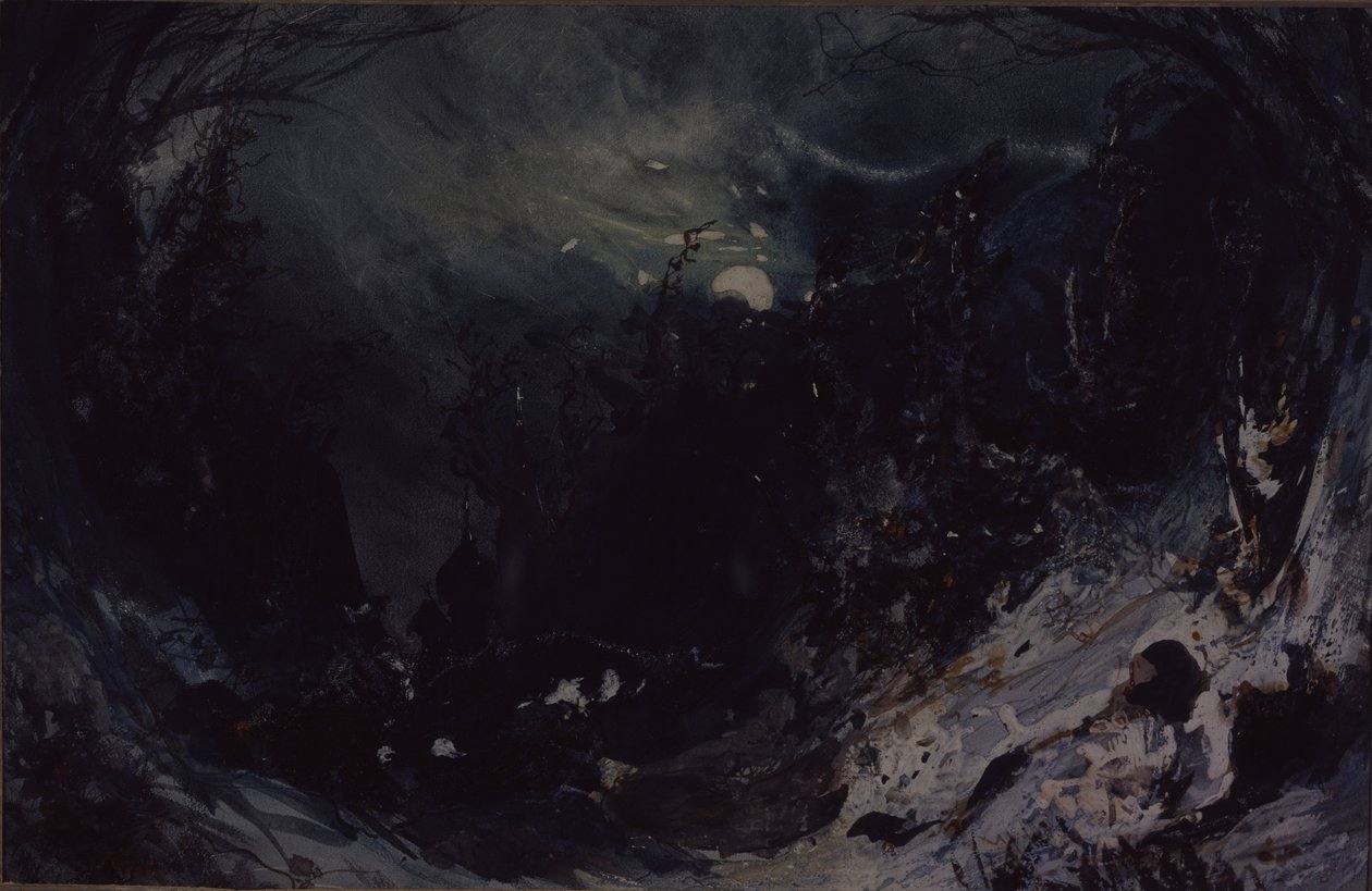 Toneelontwerp voor de opera De Kracht van de Duivel door A. Serov, 1871 door Mikhail Ilyich Bocharov