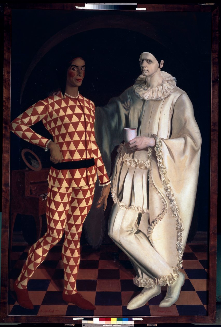 Harlekijn en Pierrot (Zelfportretten) door Mikhail Nikolayevich Yakovlev