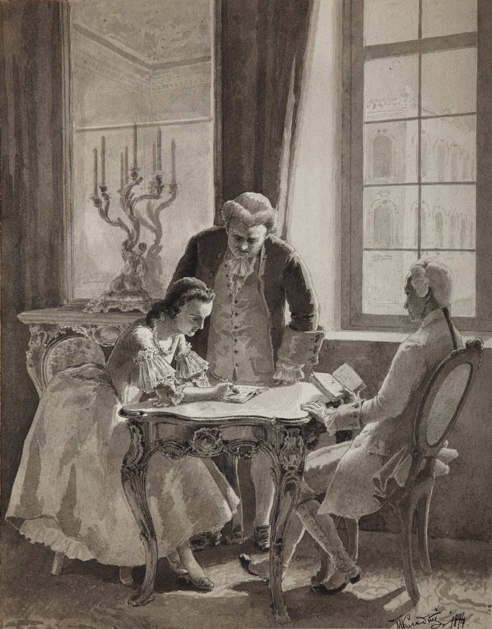Russische taalles van keizerin Catherine II door Mikhail Petrovich Klodt Baron