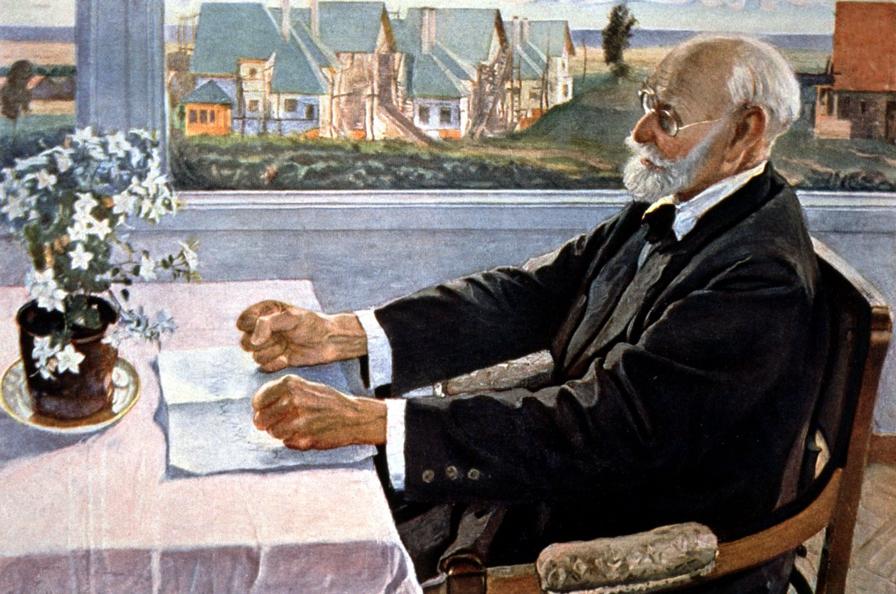 Ivan Pavlov in zijn huis, nabij Sint-Petersburg door Mikhail Vasilievich Nesterov