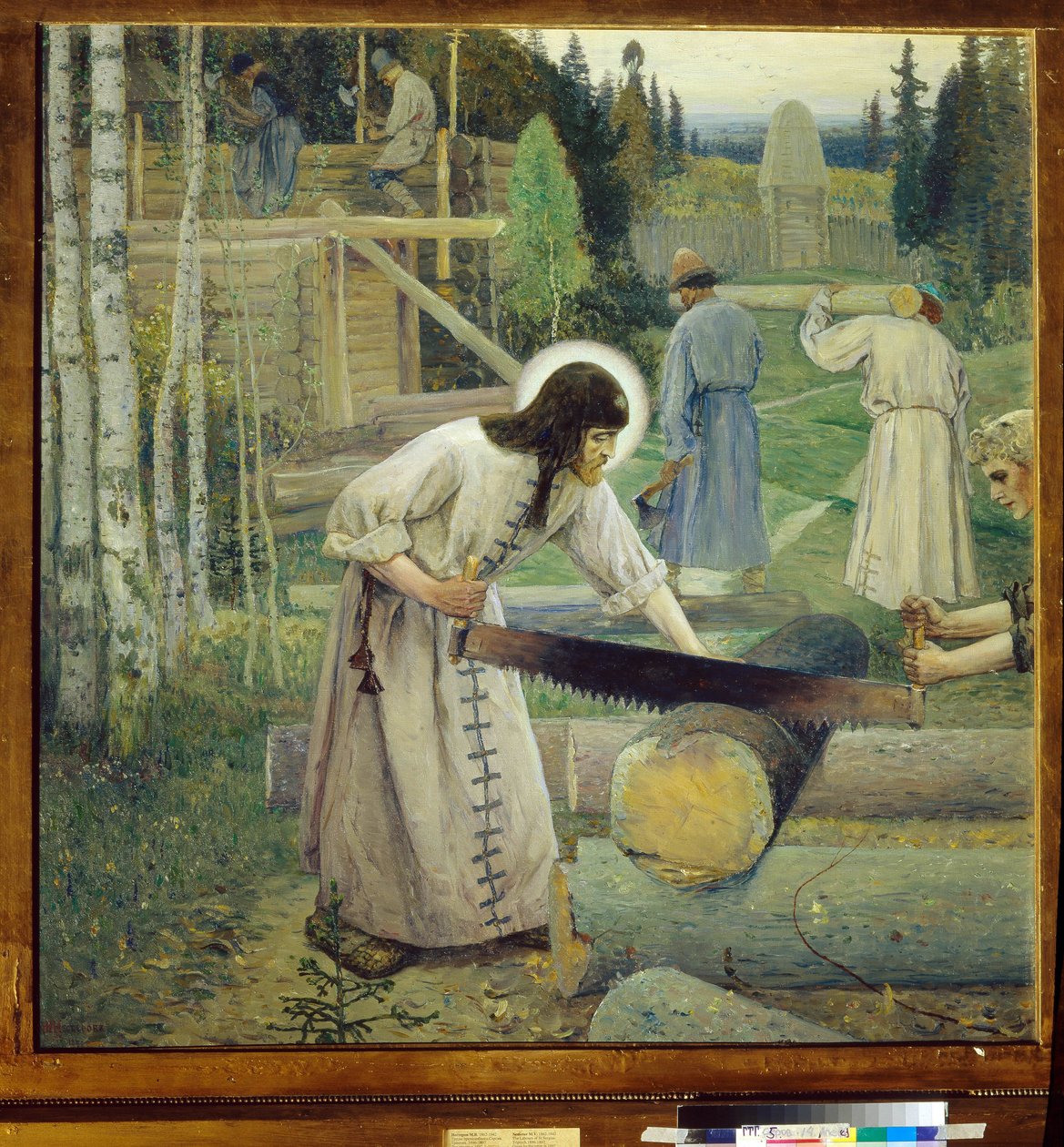 Serge de Radonege (1313-1392) - Het werk van Sint Sergius (Drieluik, Middenstuk) - Schilderij van Mikhail Vasilyevich Nesterov (1862-1942) (symbolisme) Staats Tretyakov Galerij, Moskou door Mikhail Vasilievich Nesterov