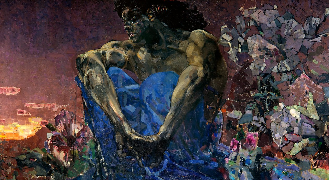 Demon (zittend) door Mikhail Aleksandrovich Vrubel