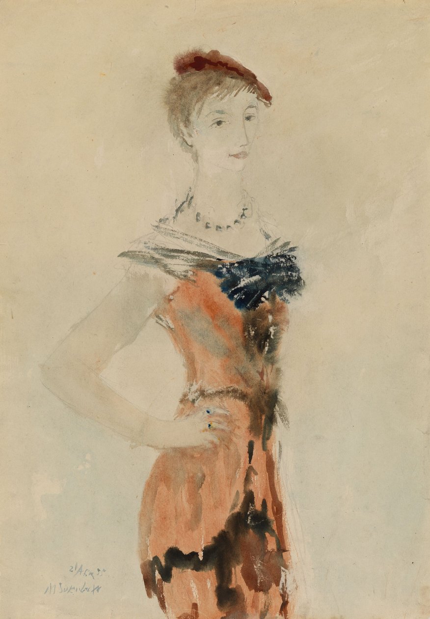Dame met een Rode Baret, 1935 door Mikhail Xenofontovich Sokolov