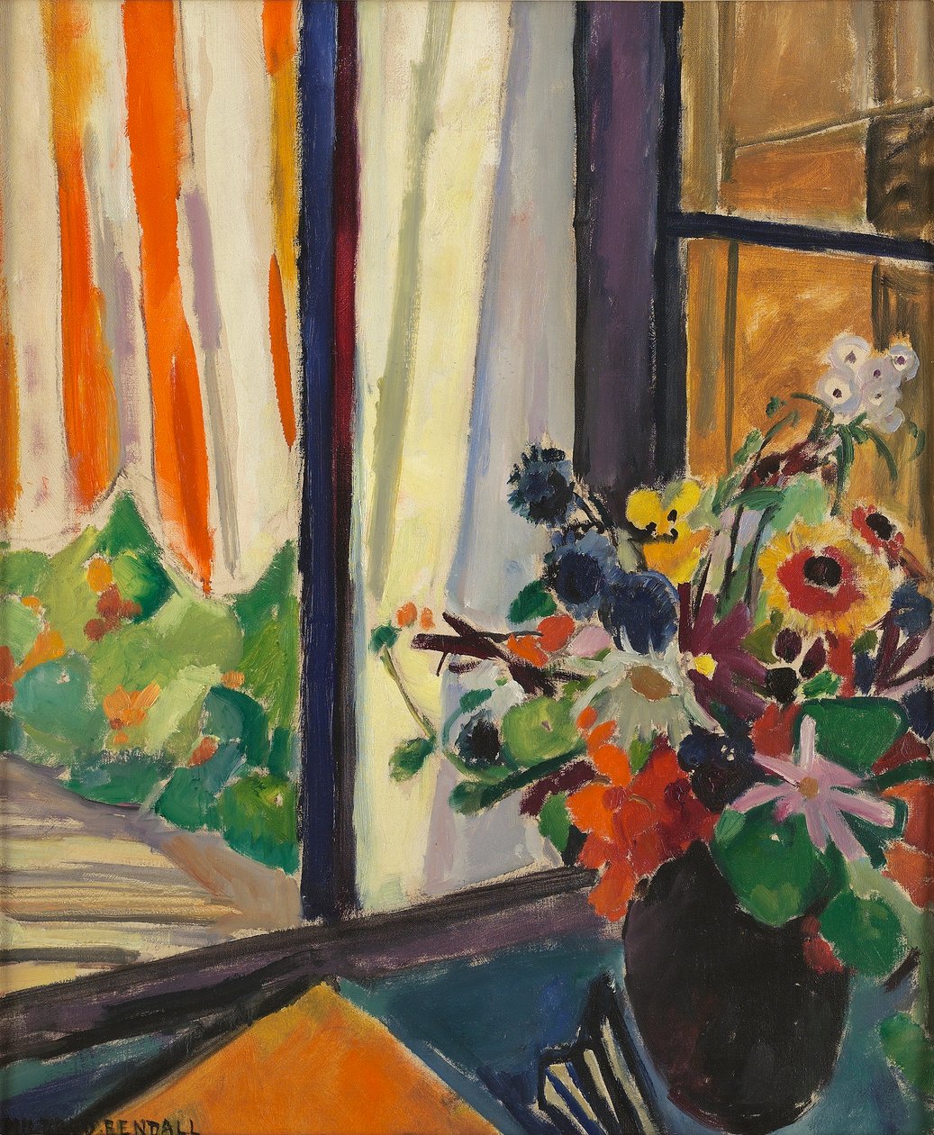 Bloemen voor een raam, ca. 1930 door Mildred Bendall