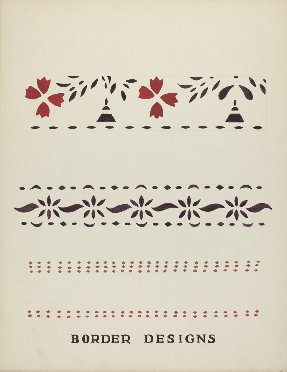 Randontwerpen uit Voorgesteld Portfolio "Maine Muurstencils" door Mildred E. Bent