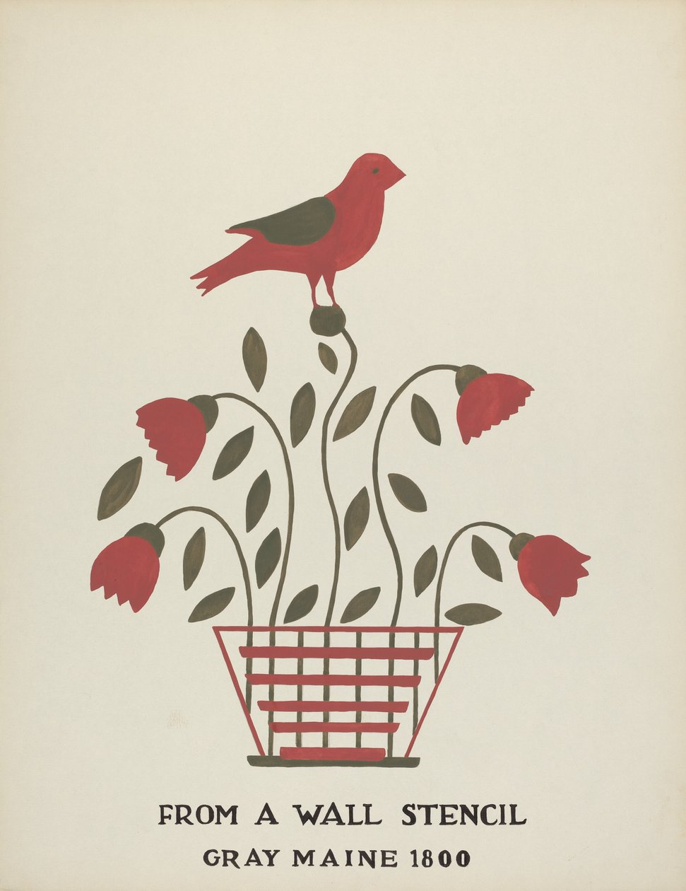 Ontwerp uit Gray, Maine 1800 (nr. 2): Uit Voorgesteld Portfolio "Maine Muurstencils" door Mildred E. Bent