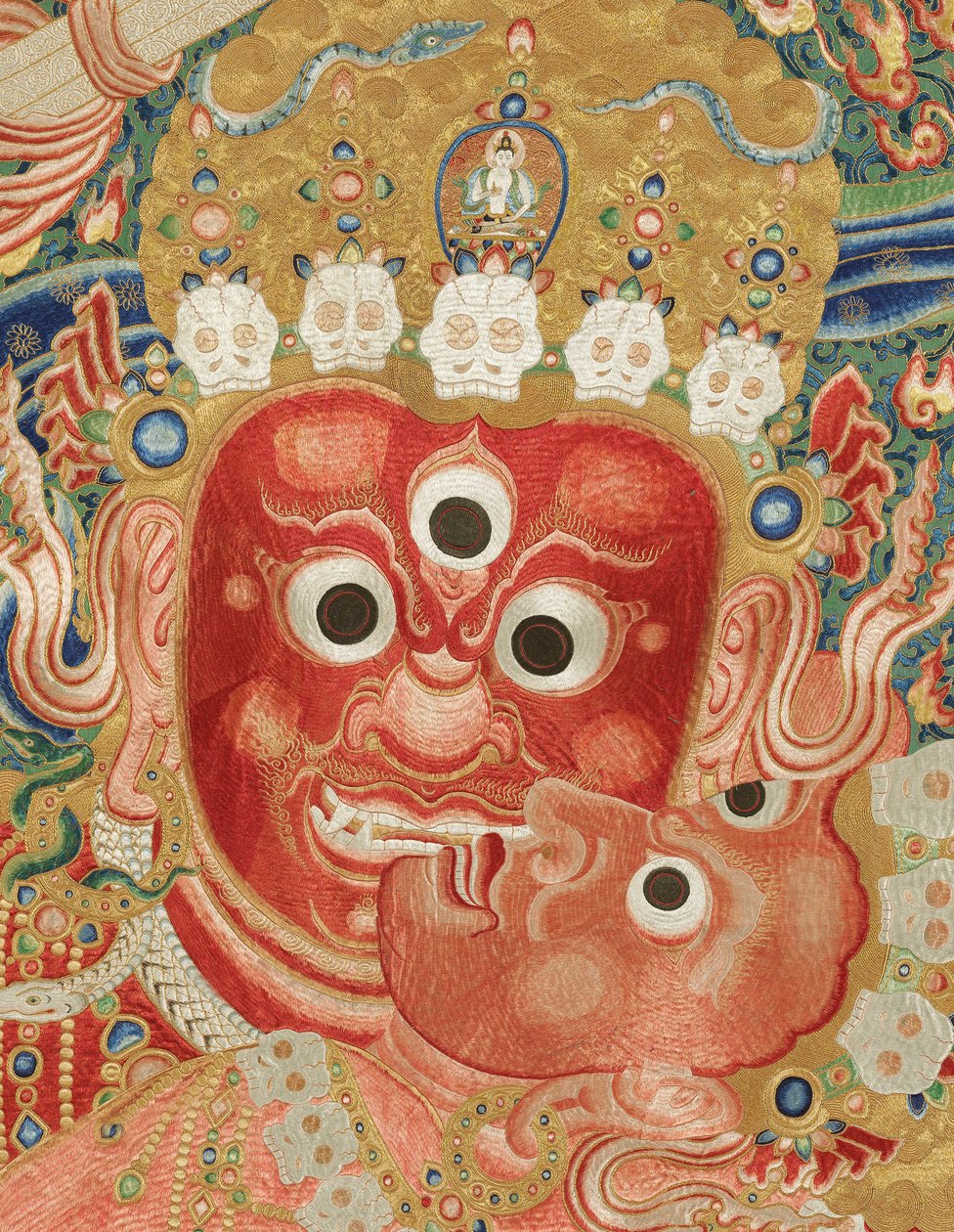 Detail van Keizerlijk Geborduurde Zijde Thangka door Ming Dynasty Chinese School