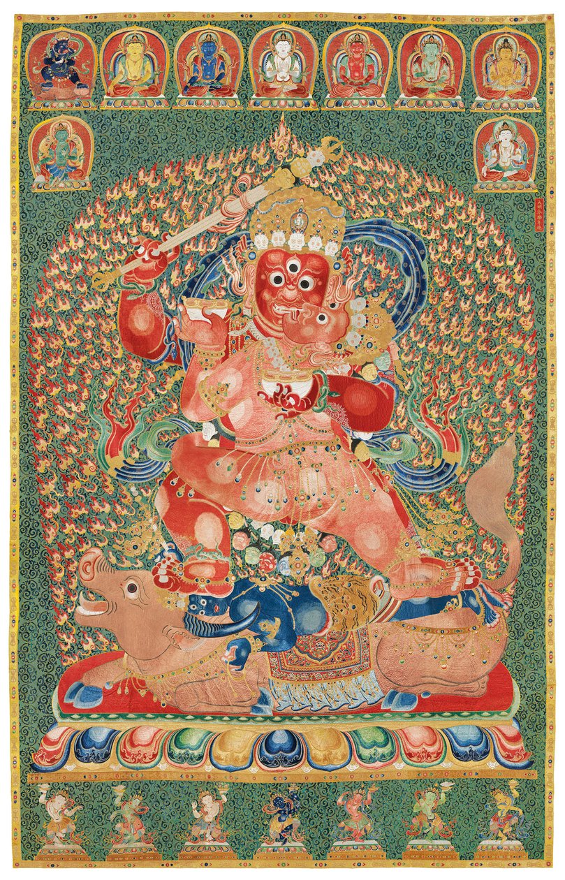 Keizerlijke Geborduurde Zijde Thangka door Ming Dynasty Chinese School