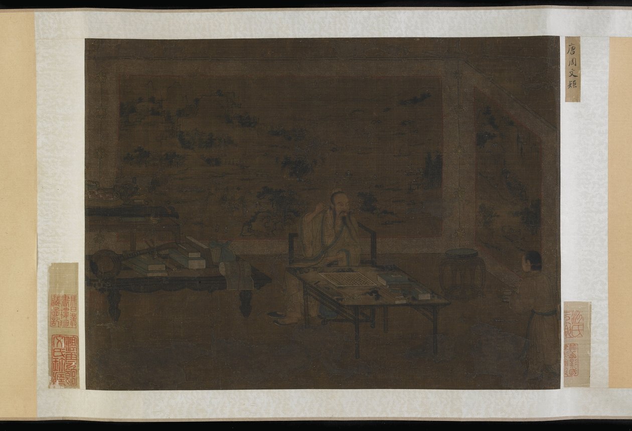 Man die zijn Oor Reinigt door Ming Dynasty Chinese School