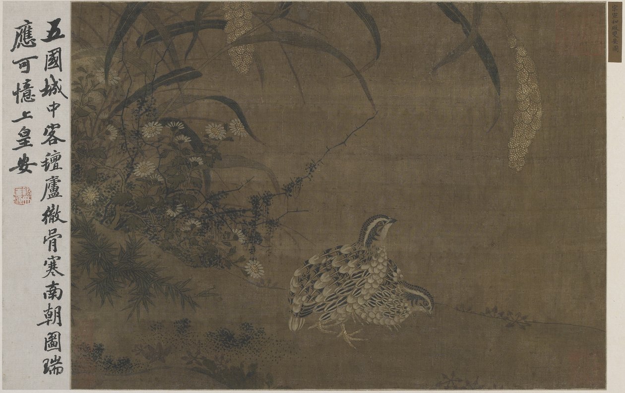 Kwartel en gierst door Ming Dynasty Chinese School
