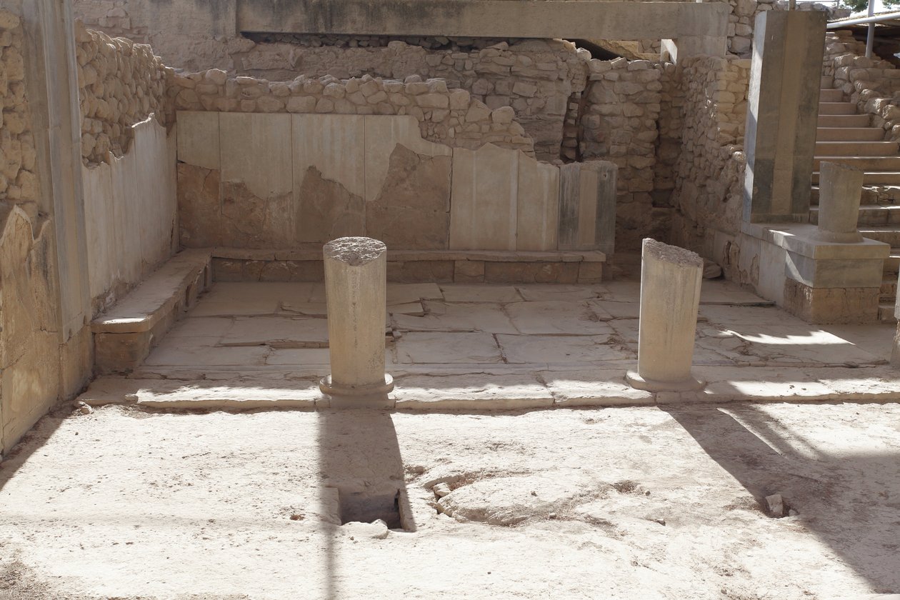 Minoïsche archeologische site van Phaistos. Het megaron van de koningin (d.w.z. de appartementen van de koningin). Het zuidelijkste van de 