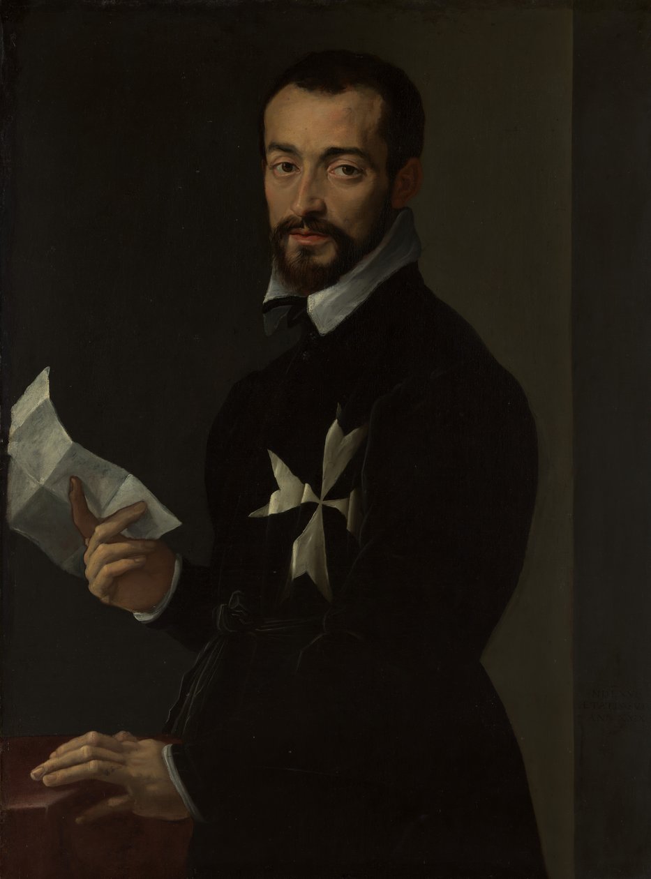 Portret van een ridder van Malta, waarschijnlijk Fra Jacopo Salviati, 1566 door Mirabello Cavalori