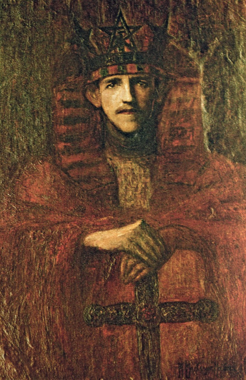 Samuel Liddell MacGregor Mathers (1854-1918) in ceremoniële regalia met betrekking tot rituele magie, c.1895 door Moina Mathers
