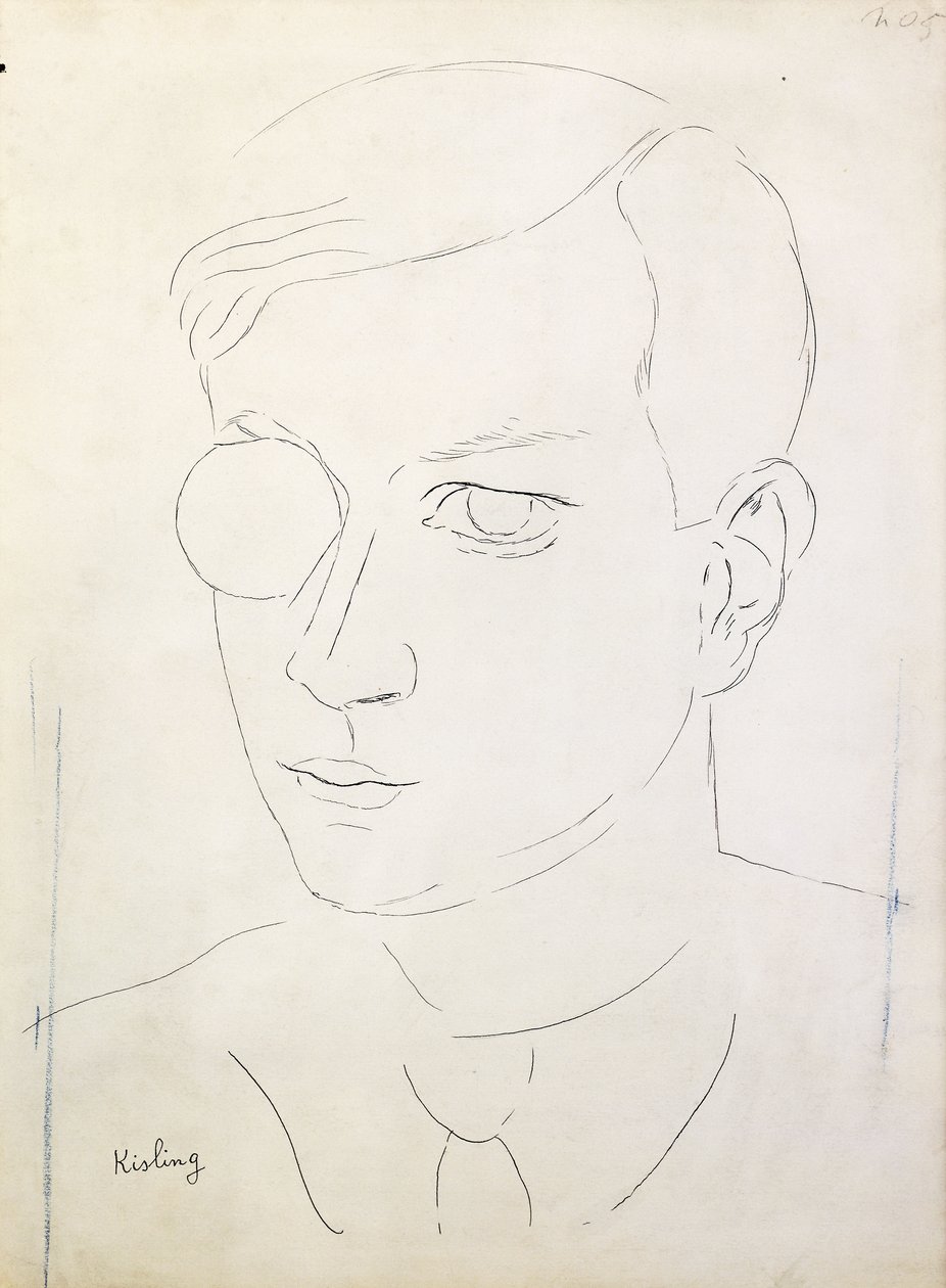 Portret van Tristan Tzara; Portret van Tristan Tzara door Moise Kisling