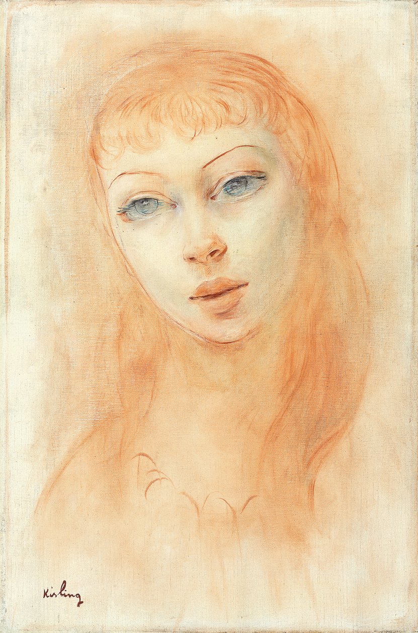 Portret van een vrouw (olieverf op doek) door Moise Kisling