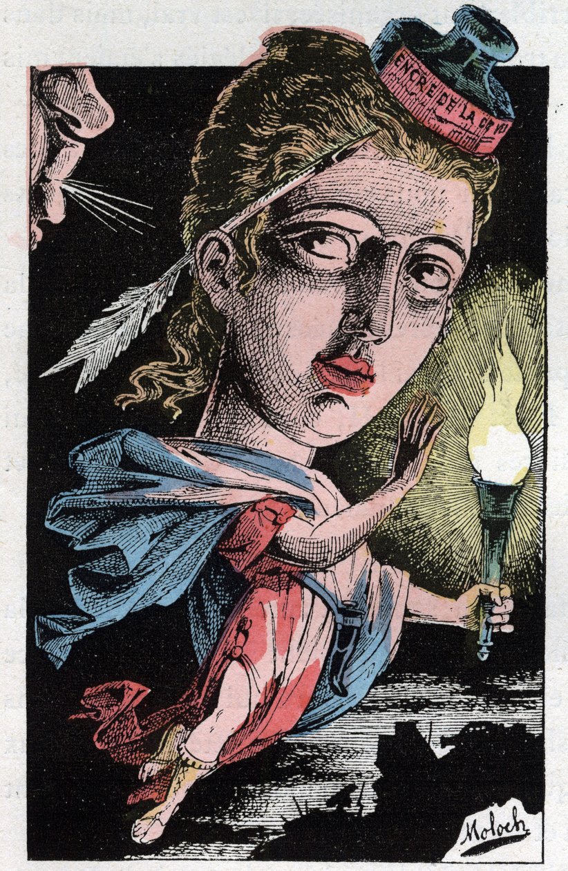 Allegorie van de pers in de 19e eeuw door Moloch
