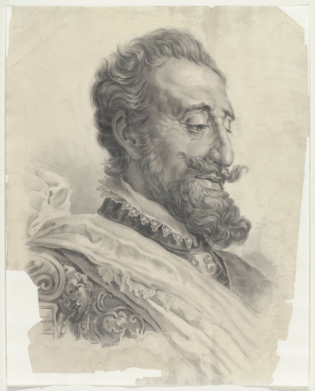Manskop, met baard, naar rechts door Monogrammist AC