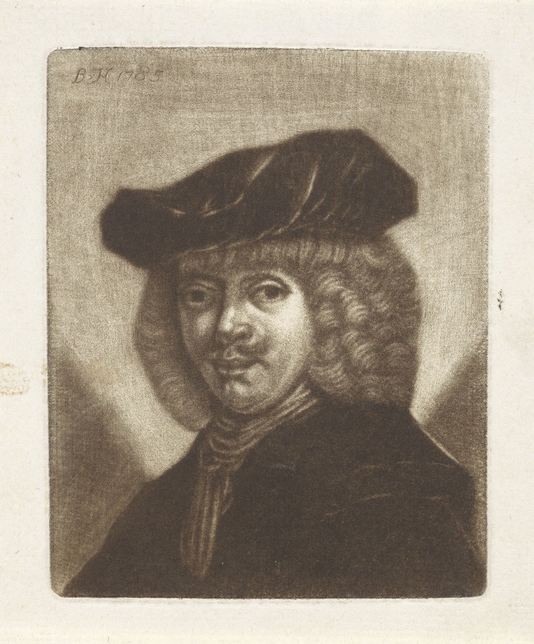 Buste van een man met een baret door Monogrammist BVH