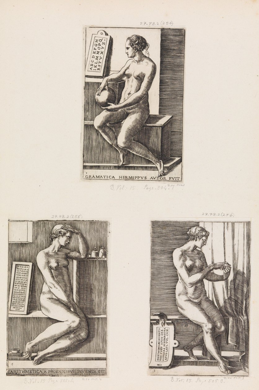 Rekenkunde, uit De Zeven Vrije Kunsten, plaat 4, 1544 door Monogrammist B