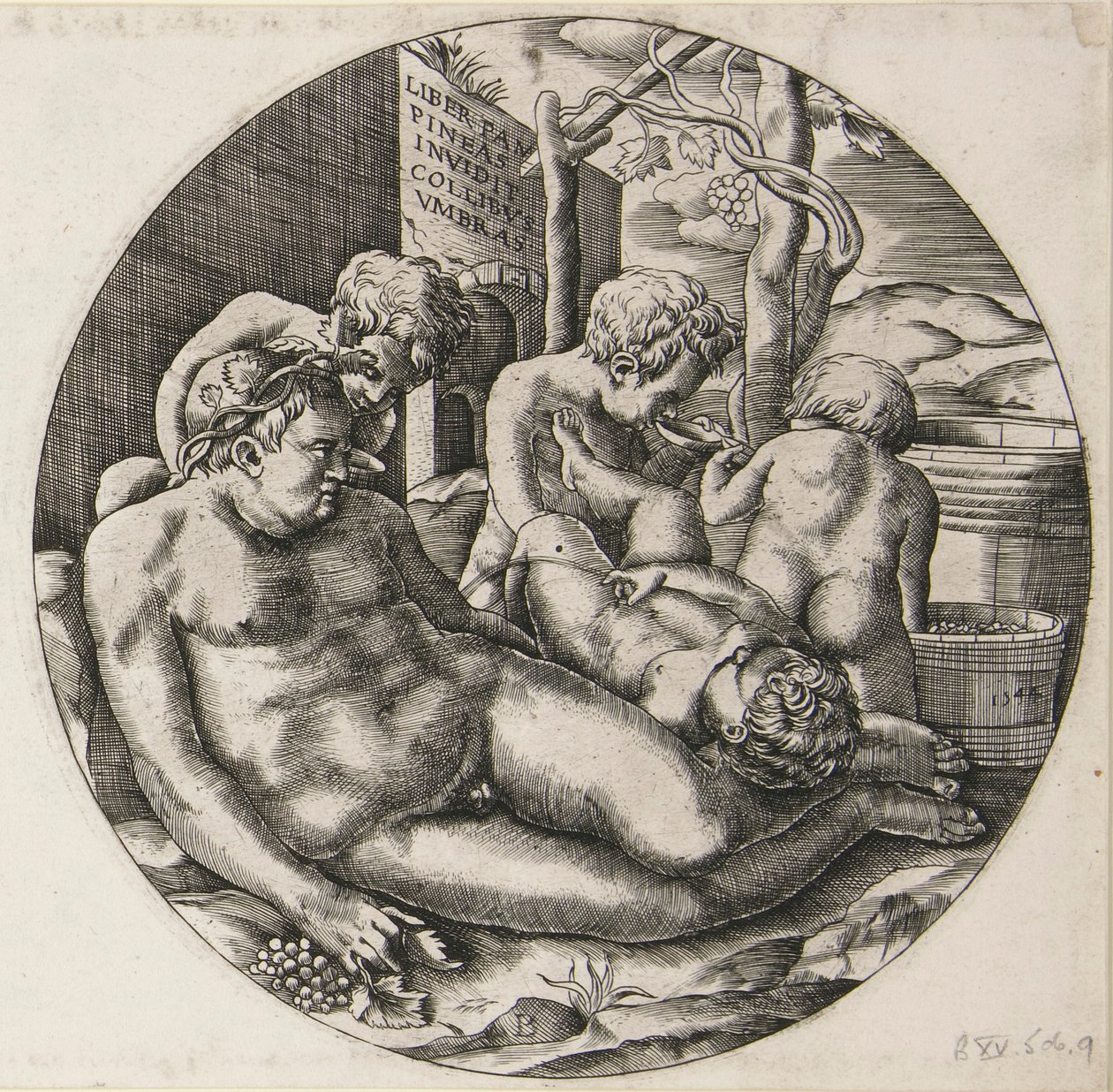 Bacchus en Putti door Monogrammist B