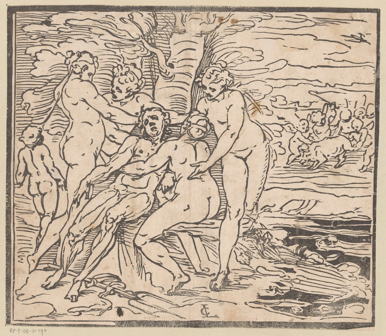 Venus treurt om de dood van Adonis door Monogrammist GGN (attributed to)