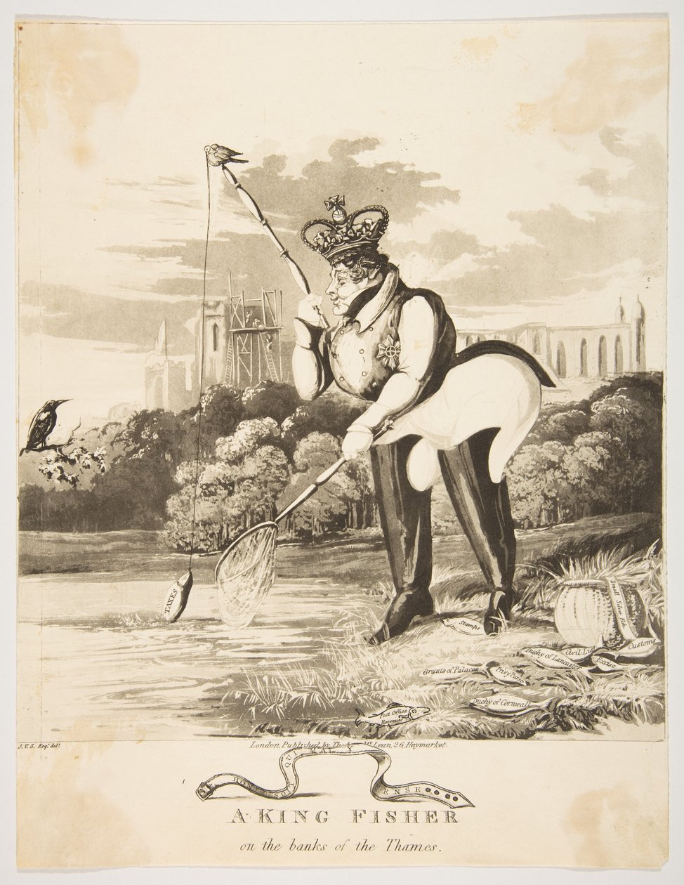 Een ijsvogel aan de oevers van de Theems door Monogrammist JVS