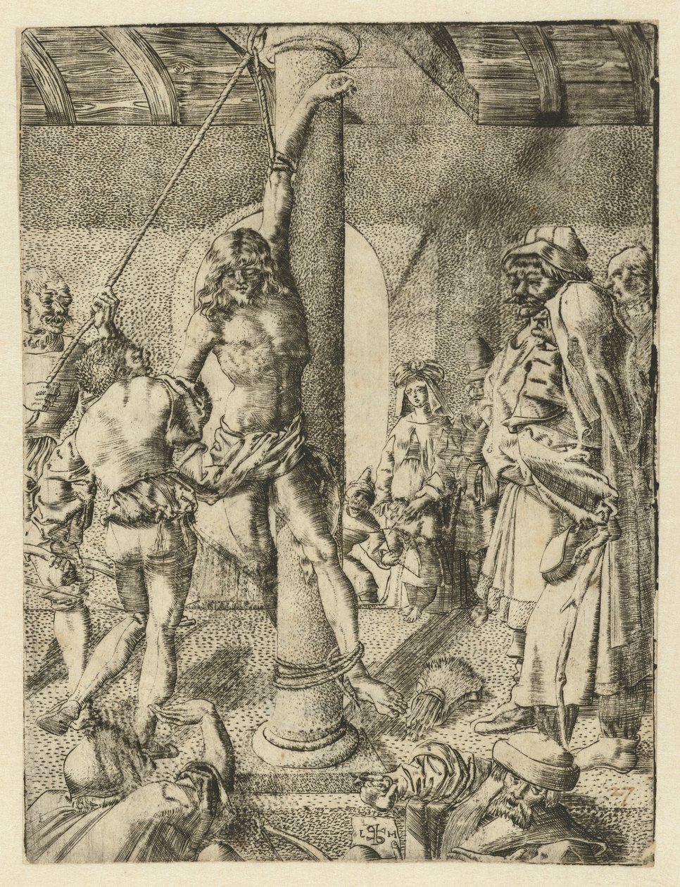 Martelaarschap van de heilige Sebastiaan door Monogrammist LH (Nederlanden)