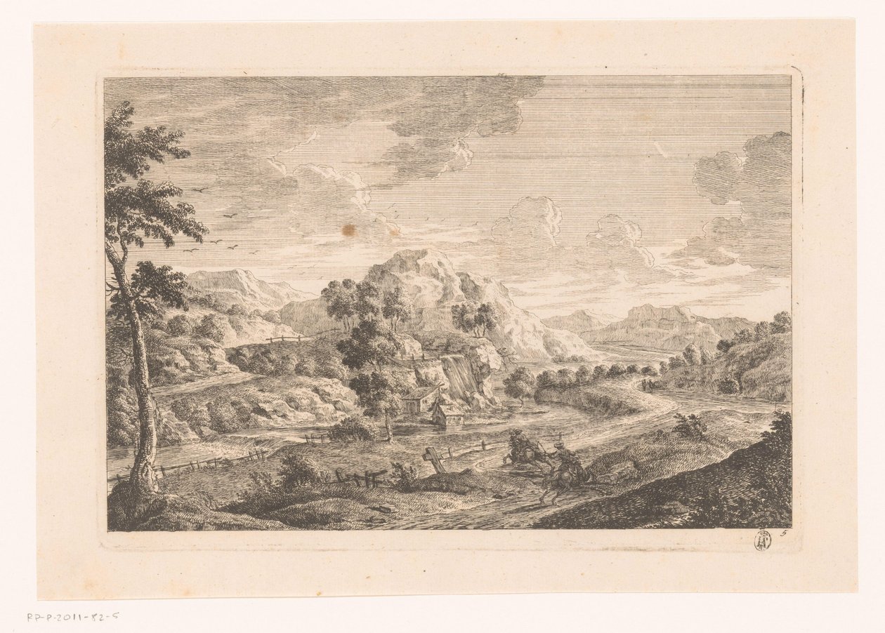 Landschap met graf door Monogrammist MEG