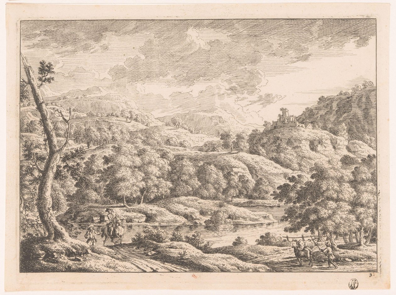 Landschap met herder door Monogrammist MEG