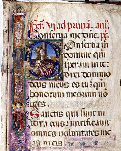 Ms 543 f.1r Geïllustreerde initiaal 