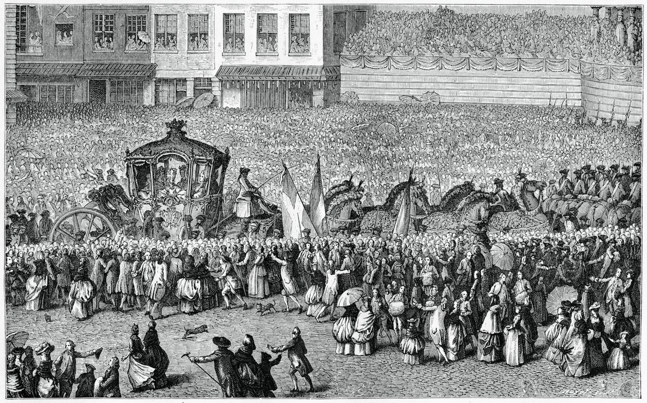 Paard-en-wagen in een parade, 1782, 1885 door Moreau