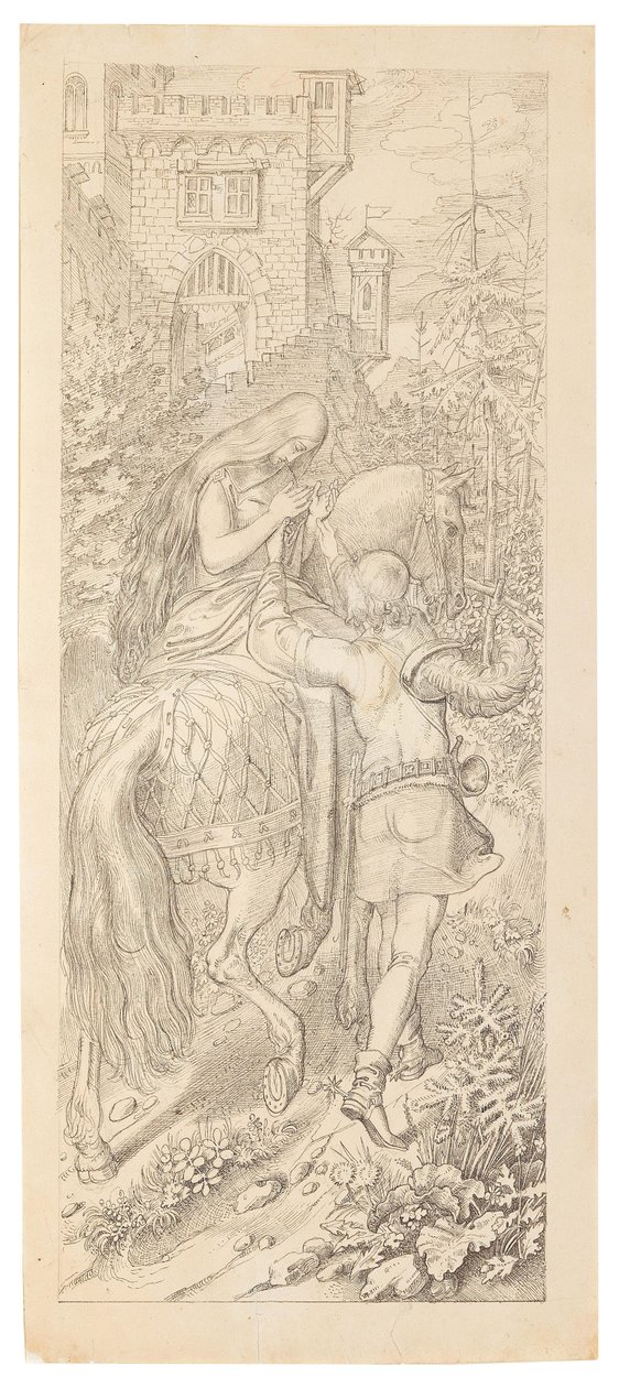 Een scène uit het sprookje De zeven raven en hun trouwe zus, 1830-1831 door Moritz Ludwig von Schwind
