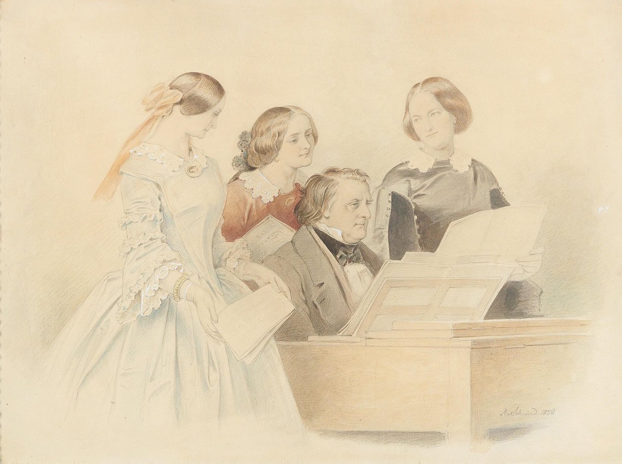 De repetitie met Franz Lachner, 1858 door Moritz Ludwig von Schwind