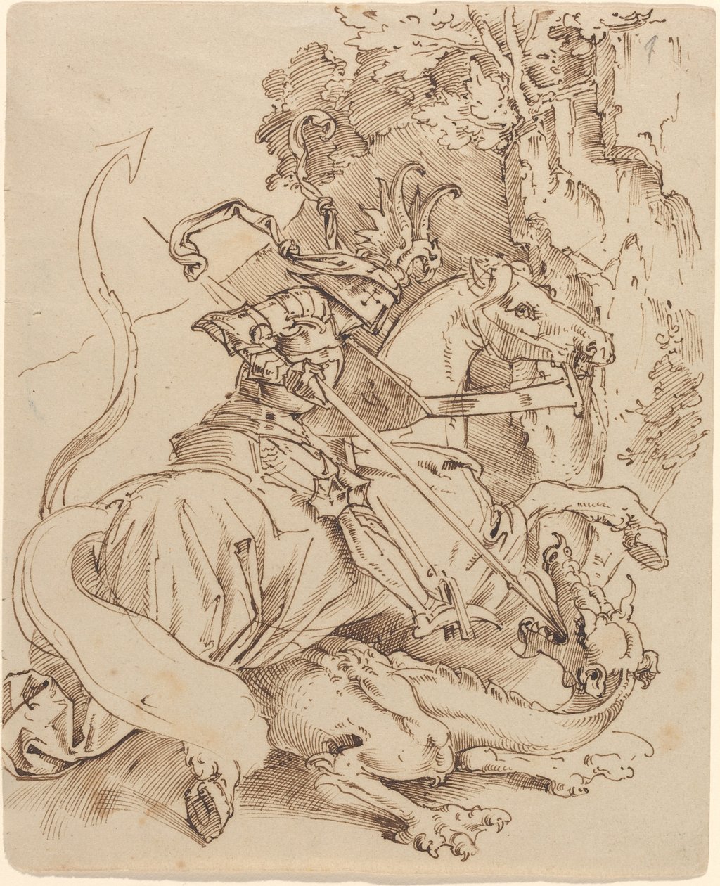 Sint Joris en de draak door Moritz Ludwig von Schwind