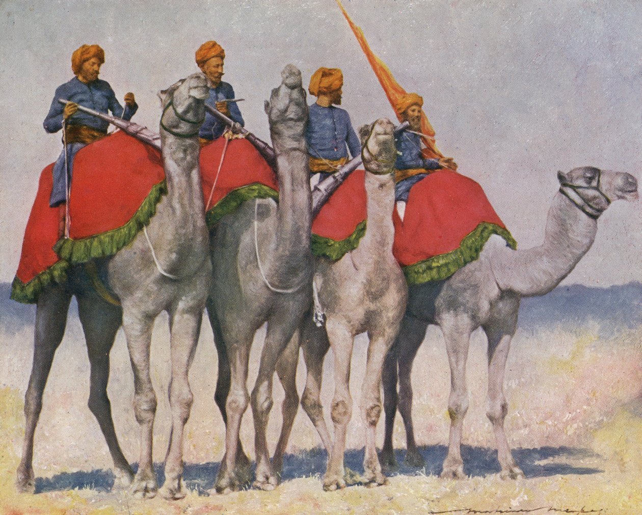 Indiase kameelcavalerie - begin 20e eeuw door Mortimer Ludington Menpes