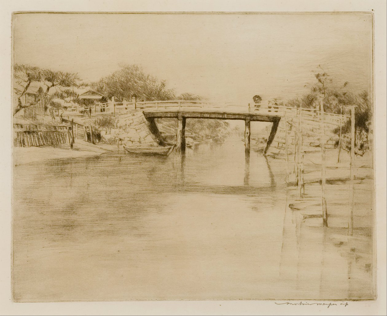 Een rustige waterweg, Japan door Mortimer Ludington Menpes